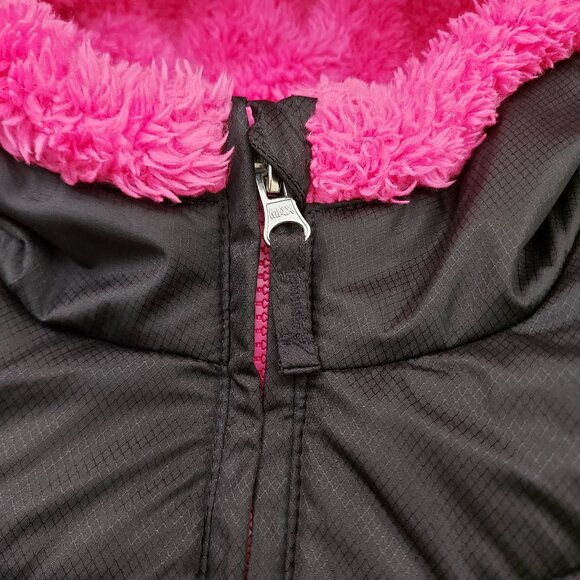 Faded Glory Hooded Puffer Jacket Youth XL 14/16 Black Pink Full Zip Fleece Warm - Picture 4 of 11